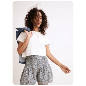 Madewell Glassware Blue Smocked Pull-on Short in Florentine Floral sz XL